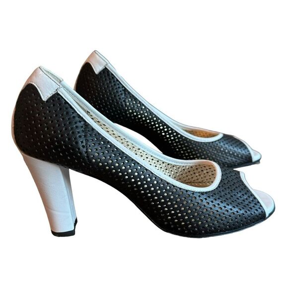 Taryn Rose Leather Heels Napa Mesh Open Toe Spectator US 8 EUR 38.5​ - Picture 1 of 10